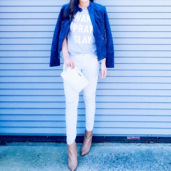 Bernardo Suede Moto Jacket in Royal Blue - Picture 3 of 4